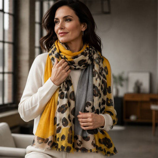 Women's Lightweight Leopard Print Shawl Scarf