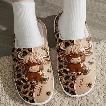 Cosy Highland Cow Plush Slippers