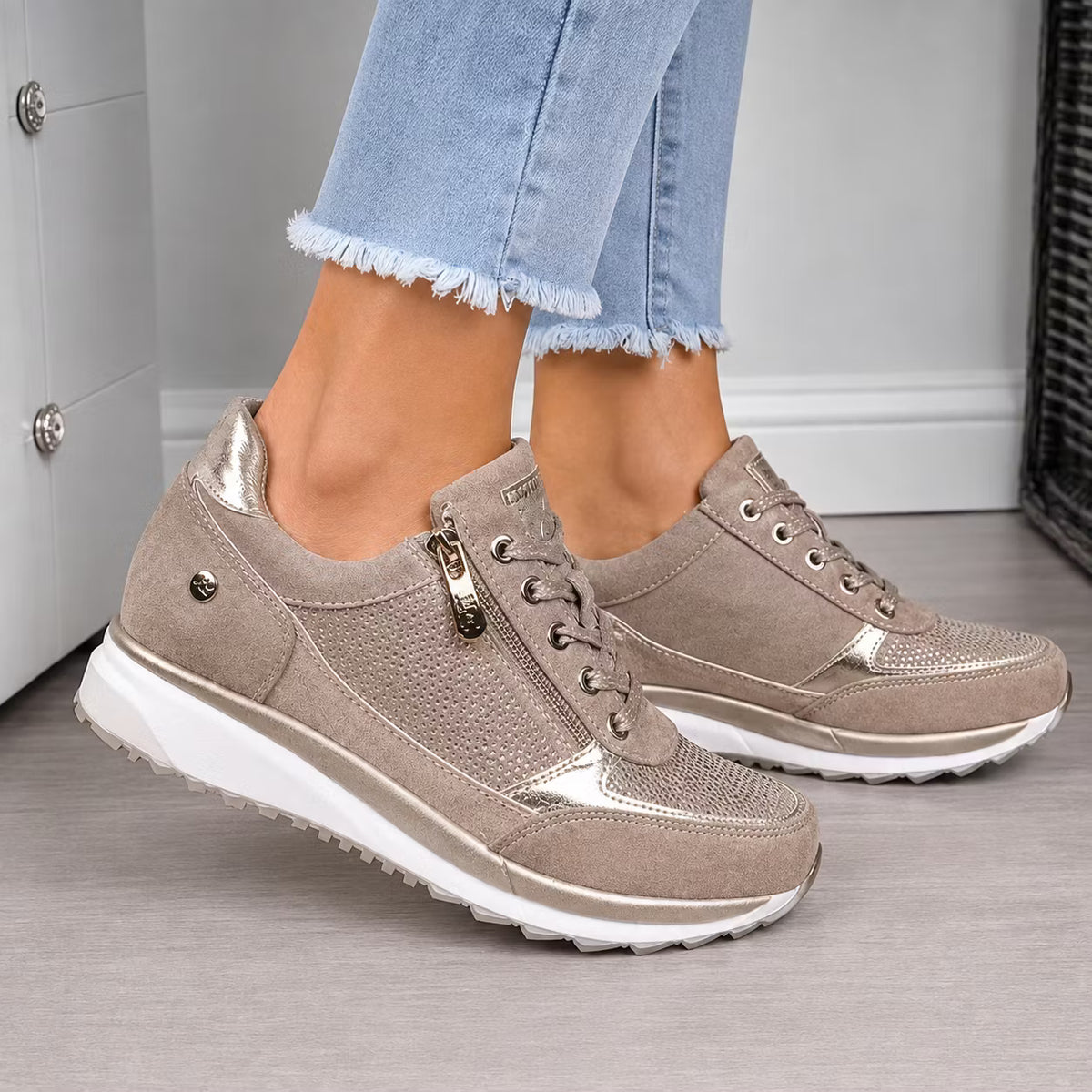 Women's Zip Detail Wedge Trainers