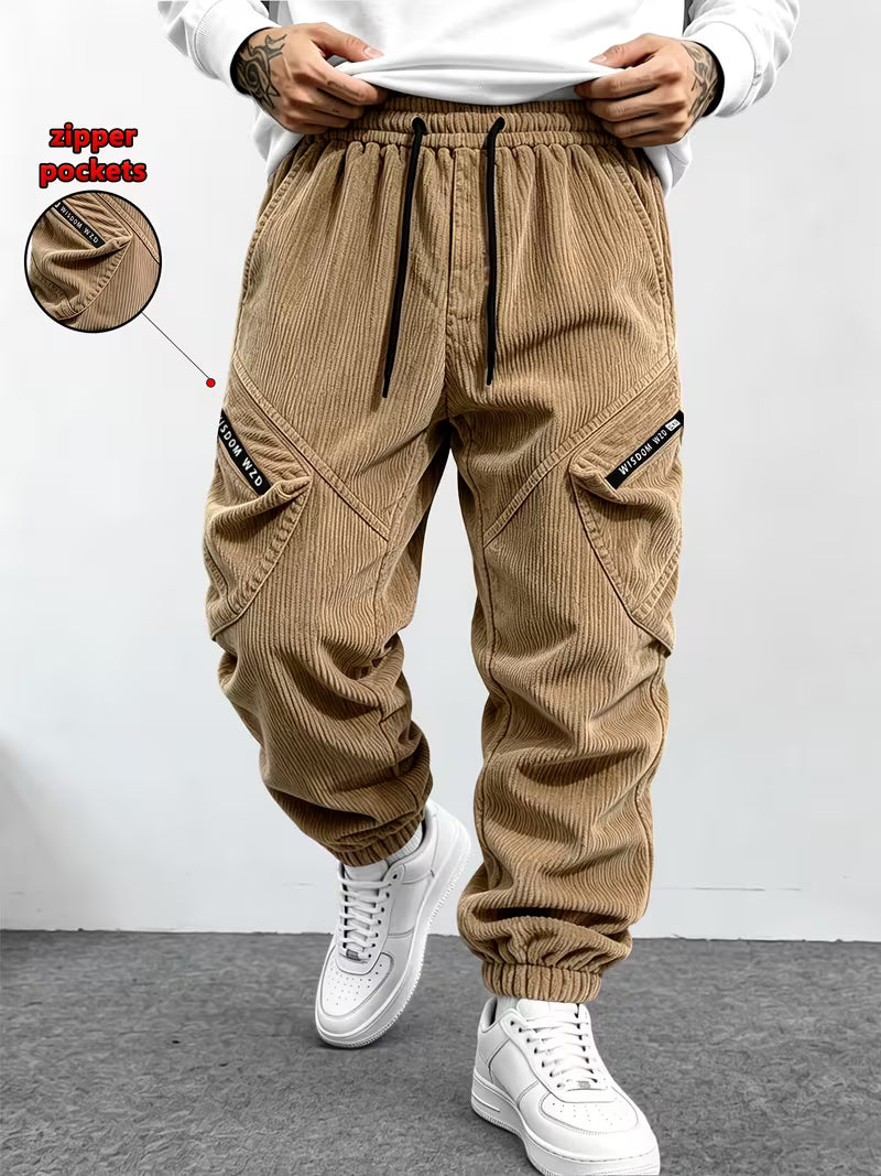 Men's Corduroy Multi-Pocket Cargo Joggers