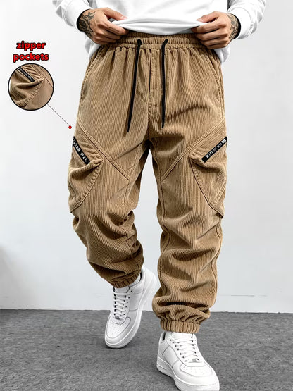 Men's Corduroy Multi-Pocket Cargo Joggers