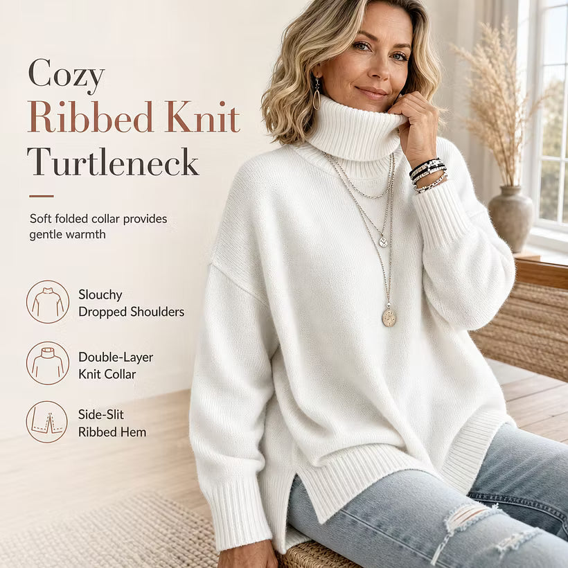 Women's Relaxed Roll Neck Knit Jumper
