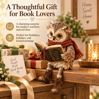 Reading Owl Shelf Figurine