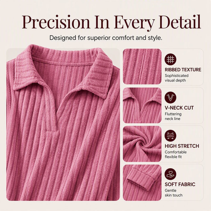 Women's Ribbed V-Neck Knit Jumper
