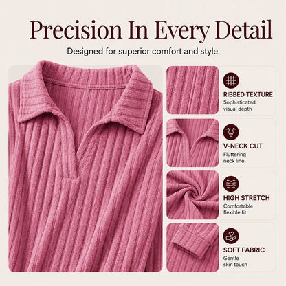 Women's Ribbed V-Neck Knit Jumper