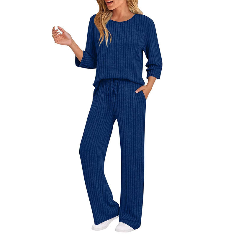 Women's Soft Ribbed Two-Piece Lounge Set