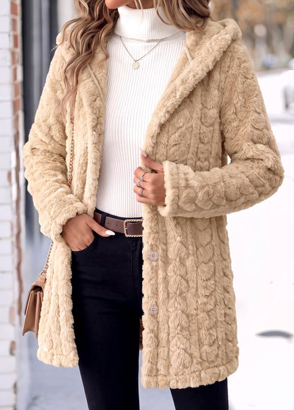 Women's Velvety Longline Hooded Coat