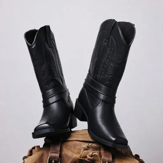 Men's Embossed Retro Ankle Boots