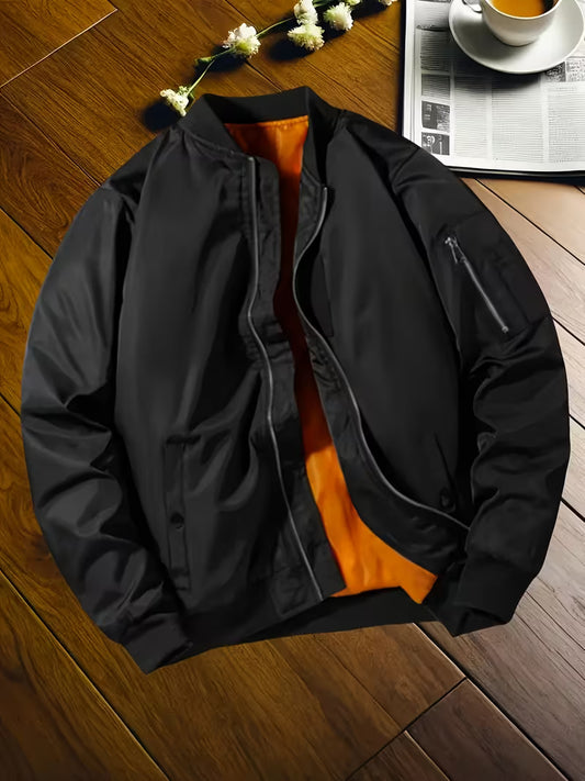 Men's Casual Zip-Up Bomber Jacket