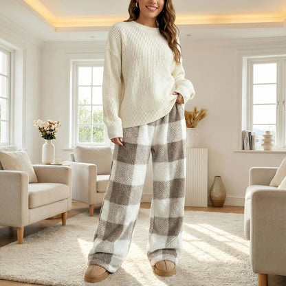 Women’s Vintage Plaid Fleece-Lined Winter Trousers