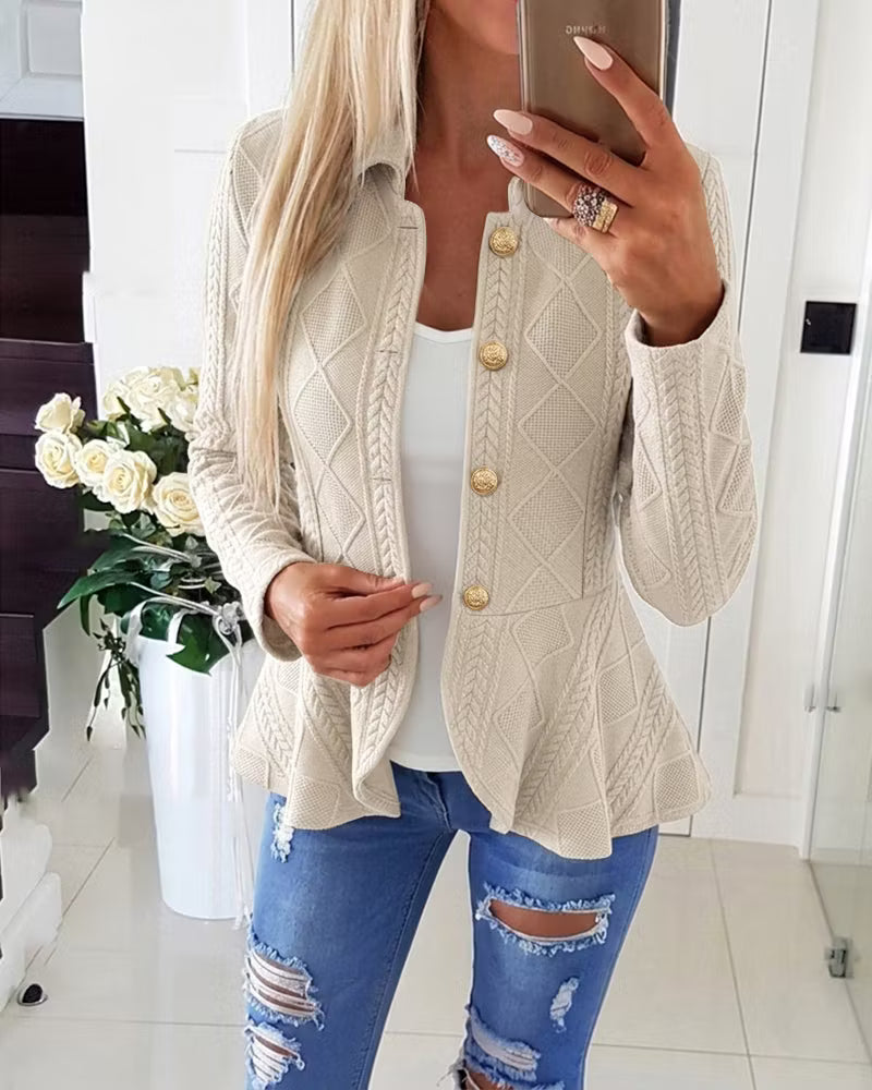 Women's Textured Double-Breasted Knit Jacket