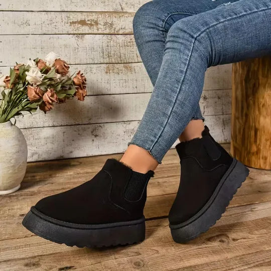 Women's Fuzzy Collar Slip-On Ankle Boots
