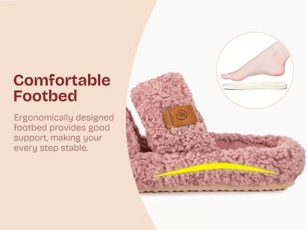Women's Fuzzy Open-Toe Slippers