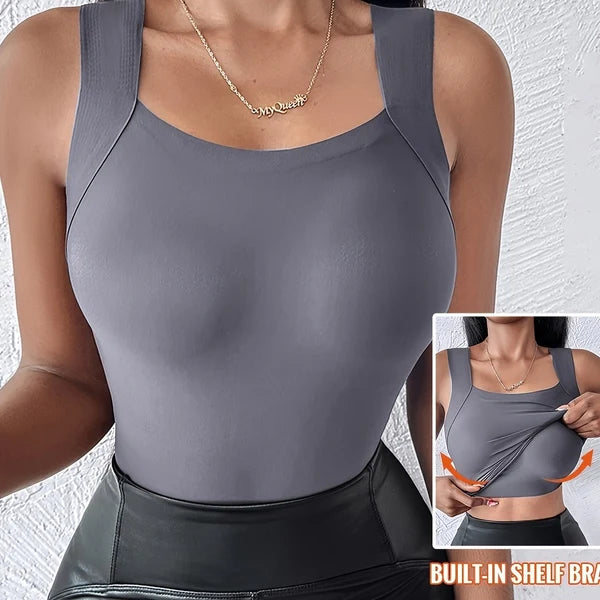 Women's U-Neck Built-In Bra Tank Top