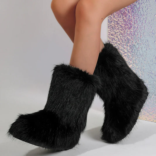 Women's Fluffy Mid-Calf Winter Boots