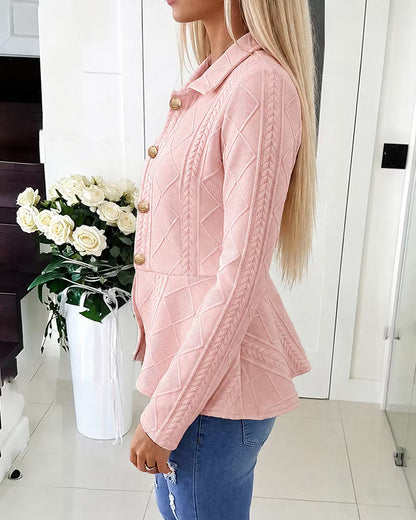 Women's Textured Double-Breasted Knit Jacket