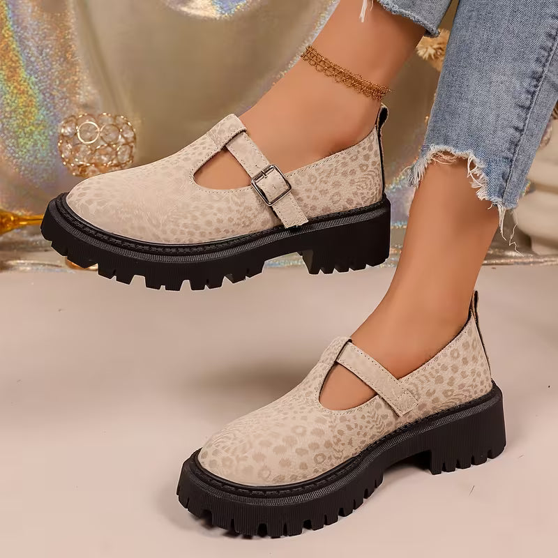 Women's T-Strap Chunky Sole Shoes