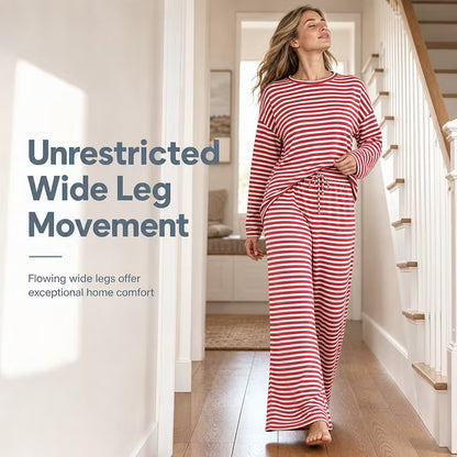 Women's Striped Relaxed Top & Wide-Leg Trouser Set