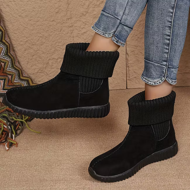Women's Knitted Cuff Ankle Boots