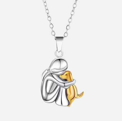 Heartfelt Human & Dog Hug Pendant Necklace