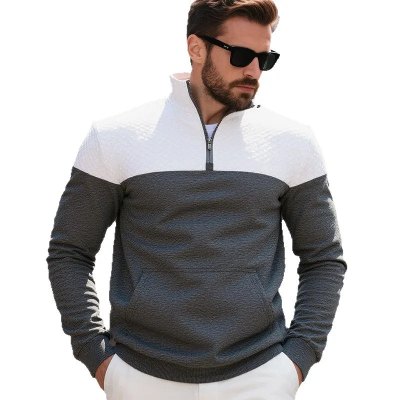Men's Colour Block Half-Zip Sweatshirt