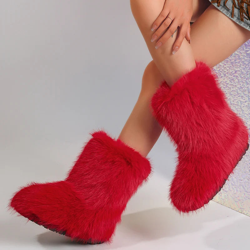 Women's Fluffy Mid-Calf Winter Boots