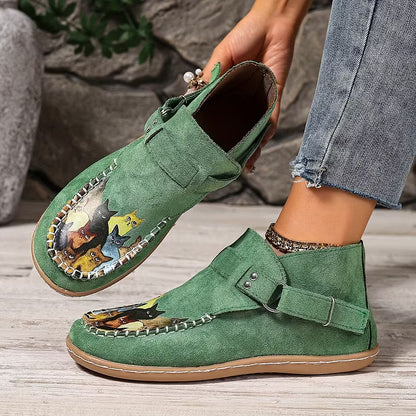 Women's Cat Print Slip-On Loafers
