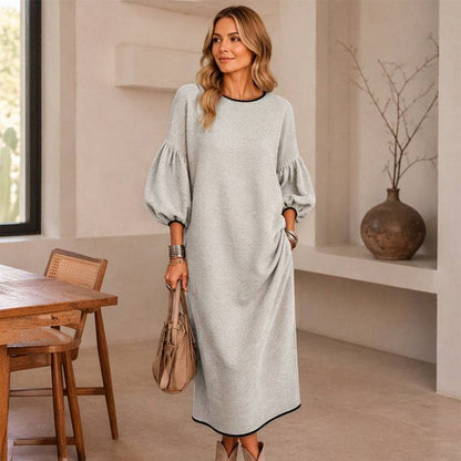 Women's Elegant Balloon Sleeve Midi Dress