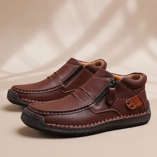 Men's Leather-Look Slip-On Driving Boots