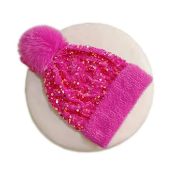 Women's Sequin Pom Pom Beanie
