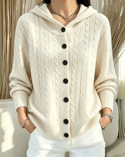 Women's Open-Front Hooded Knit Cardigan