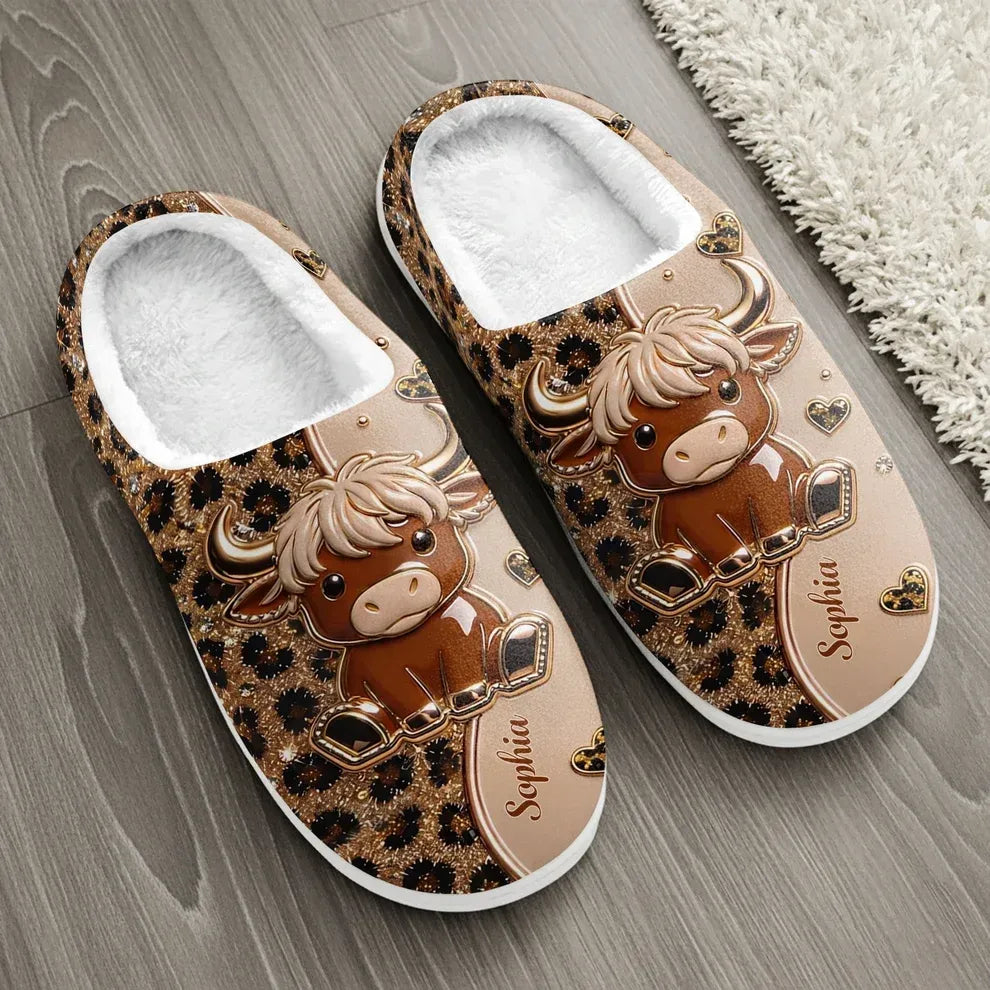 Cosy Highland Cow Plush Slippers
