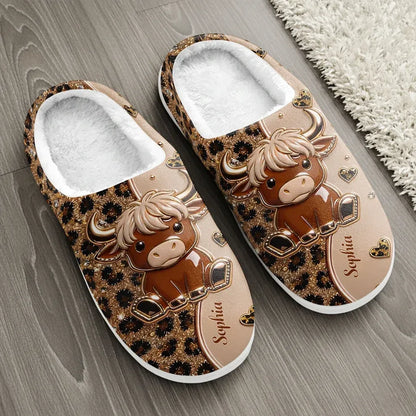 Cosy Highland Cow Plush Slippers