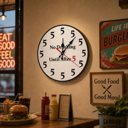 “No Drinking Until After 5” Happy Hour Wall Clock