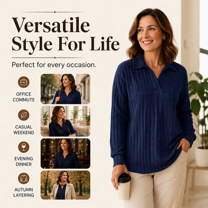 Women's Ribbed V-Neck Knit Jumper