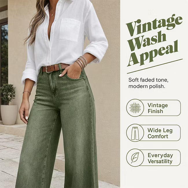 Women's Vintage Wash Wide-Leg Jeans