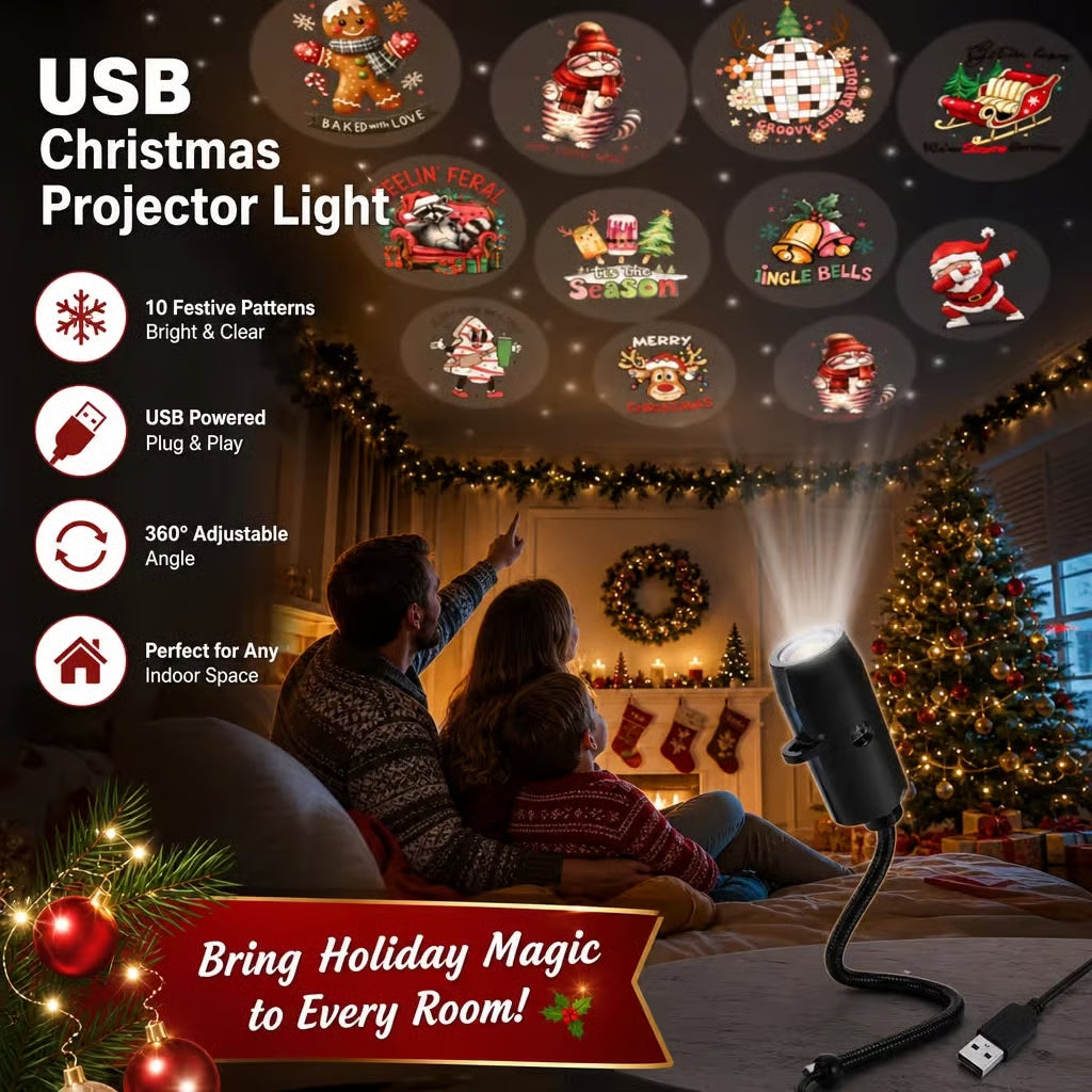 Festive Glow USB Christmas Projector