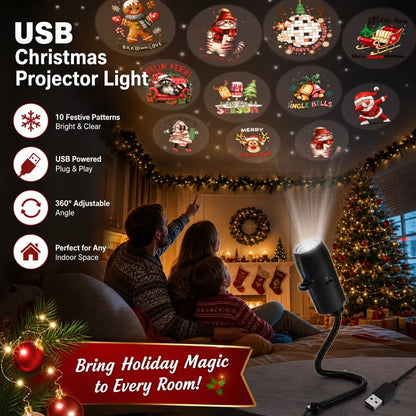 Festive Glow USB Christmas Projector