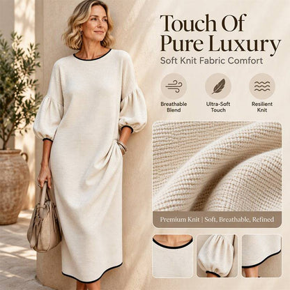 Women's Elegant Balloon Sleeve Midi Dress