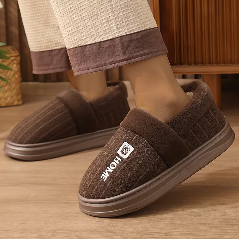 Men's Plush-Lined Winter Slippers
