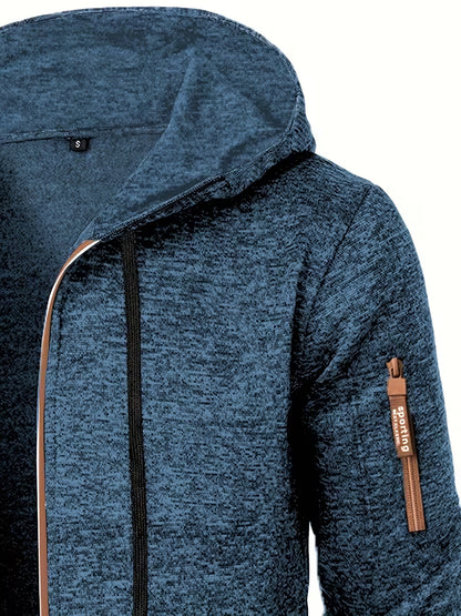 Men's Textured Zip-Up Hooded Jacket