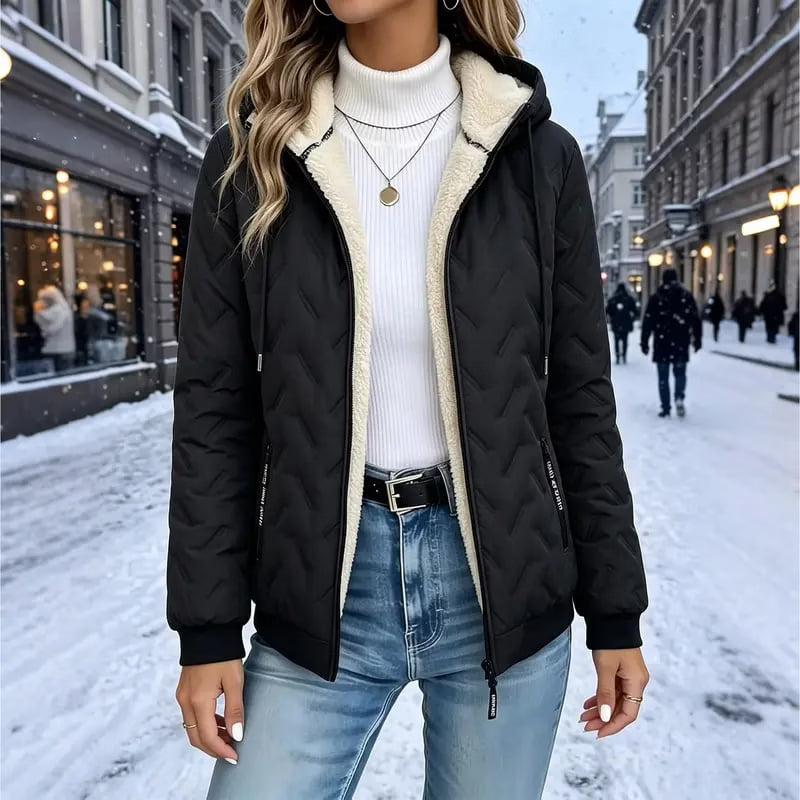Women's Sherpa-Lined Quilted Hooded Jacket