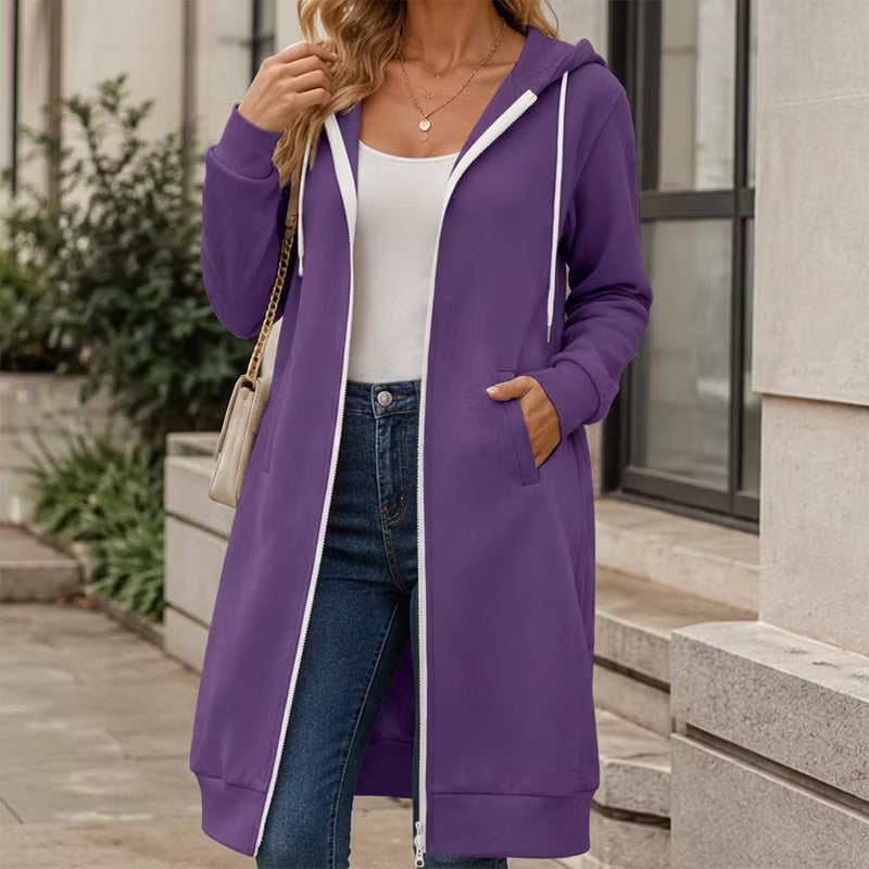Women's Longline Zip-Up Hooded Jacket