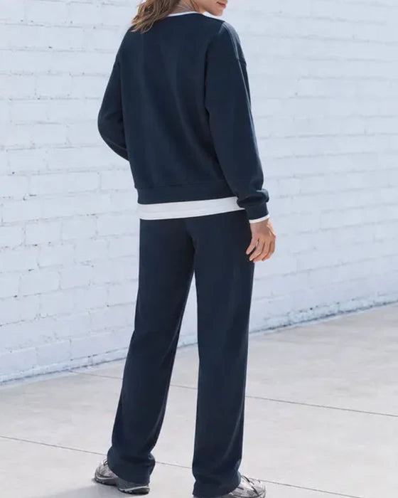 Women's Relaxed Sweatshirt & Wide-Leg Trousers Set