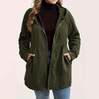 Women's Textured Cable Knit Zip-Up Jacket