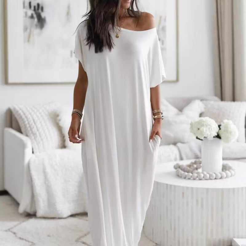 Women's Relaxed Off-Shoulder Maxi Dress