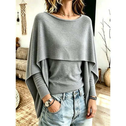 Women's Elegant Layered Knit Poncho Top