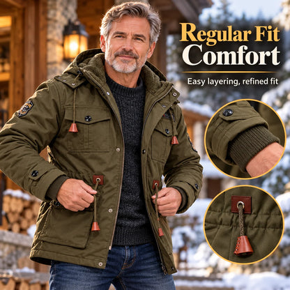 Men's Thick Fleece-Lined Hooded Winter Jacket