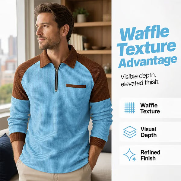 Men's Waffle Knit Quarter-Zip Pullover