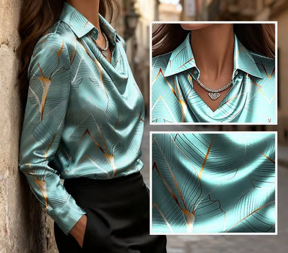 Women's Elegant Long Sleeve Satin Blouse